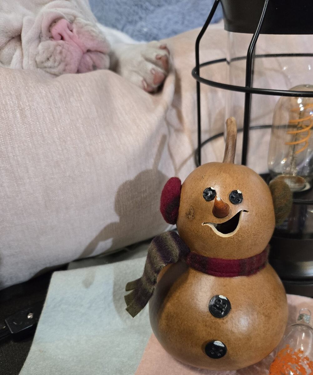 Handcrafted Gourd Snowman Folk Art Christmas Decor Gallery 30 Gettysburg PA Vtg